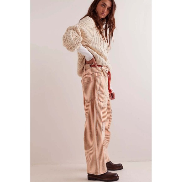 We The Free People Moxie Railroad Low-Slung Jeans Citrus Orange Citrus 31 NWT - Picture 3 of 4